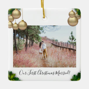 Our First Christmas Married  Christmas Ceramic Ornament