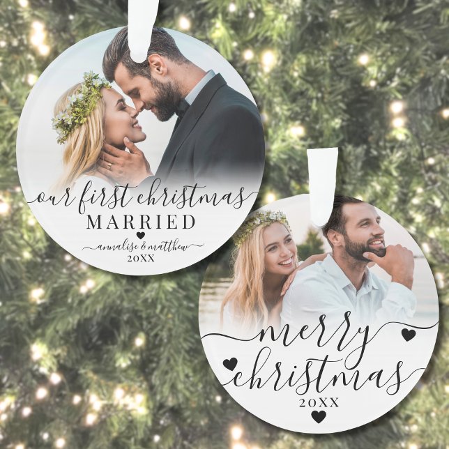 Our First Christmas Married Couple 2 Photo Ornament (Our First Christmas Married Couple 2 Photo Ornament)