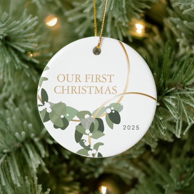 Our first Christmas Married Custom Photo Year  Ceramic Tree Decoration (Tree)