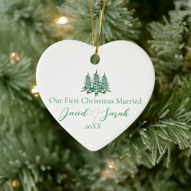 Our First Christmas Married Green Pagoda Tree  Ceramic Tree Decoration (Tree)