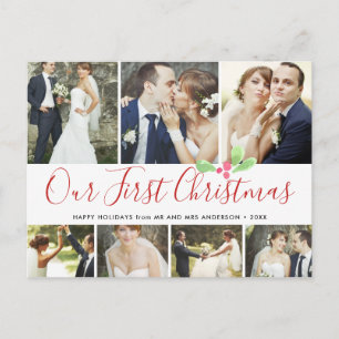 Our First Christmas Married Holiday 7Photo Collage Postcard