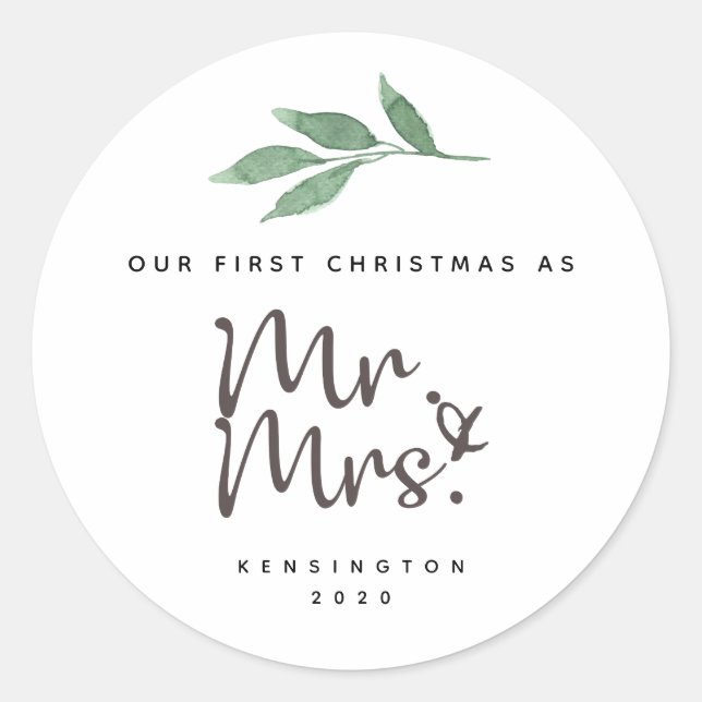 Our First Christmas Married Holiday Sticker (Front)