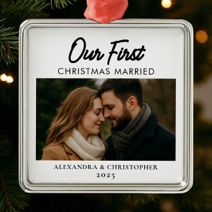 Our First Christmas Married Minimalist Modern Metal Tree Decoration
