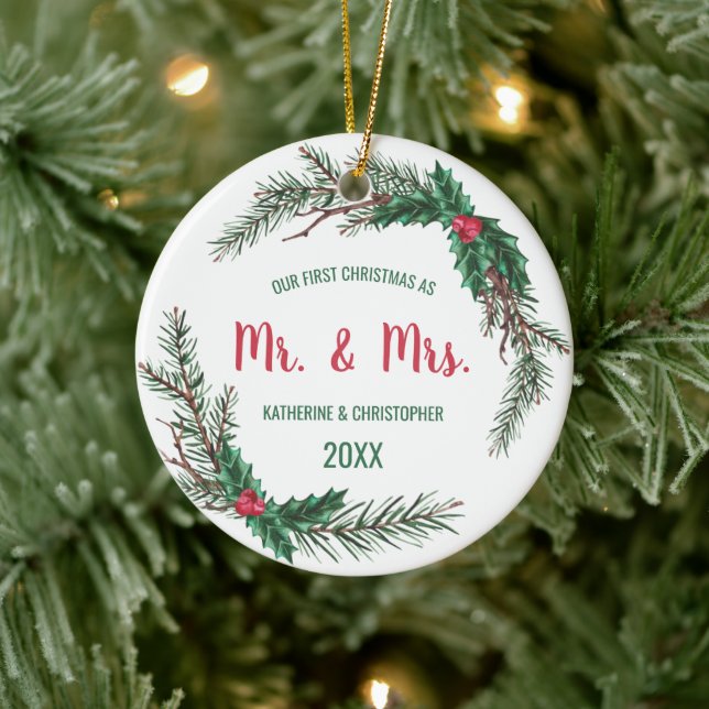 Our First Christmas Married | Mistletoe Ceramic Tree Decoration (Tree)