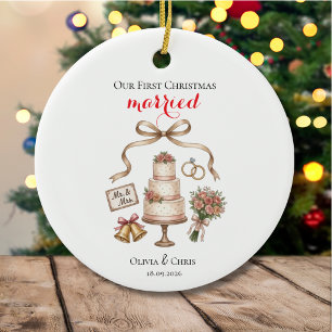 Our First Christmas Married Mr And Mrs Ceramic Tree Decoration