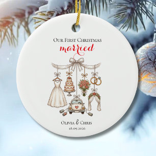 Our First Christmas Married Mr And Mrs Ceramic Tree Decoration