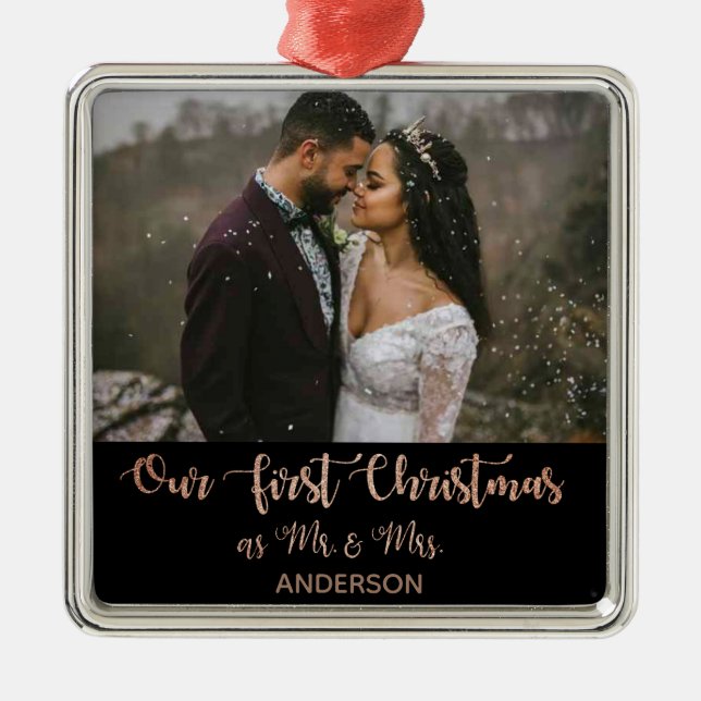 Our First Christmas Married Mr & Mrs Metal Tree Decoration (Front)