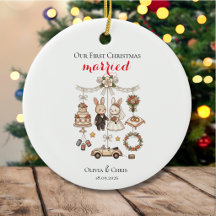 Our First Christmas Married Newlywed Cute Holiday