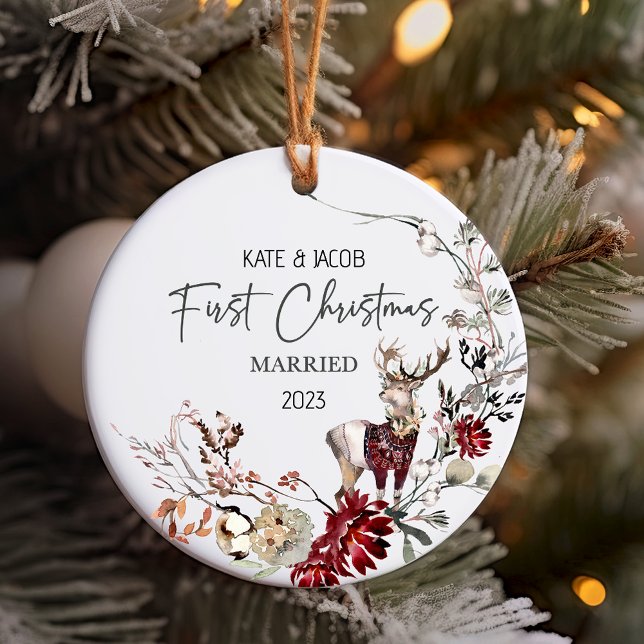 Our First Christmas Married Ornament Deer (First Christmas married Ornament)