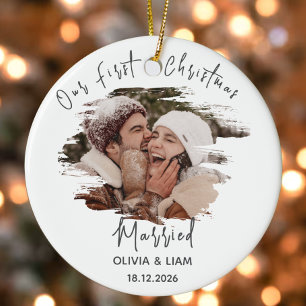 Our First Christmas Married Personalised Newlyweds Ceramic Tree Decoration