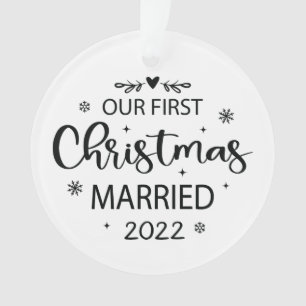 Our First Christmas Married Personalized Photo Ornament