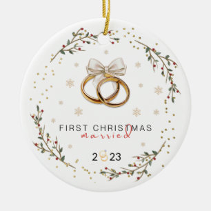 Our First Christmas Married Personalized Vintage Ceramic Tree Decoration