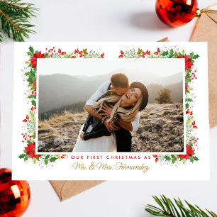Our First Christmas Married Photo Holiday Card