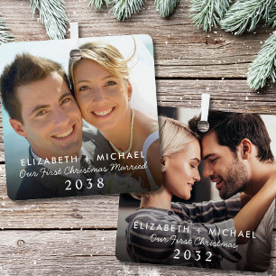 Our First Christmas Married Photo Metal Tree Decoration