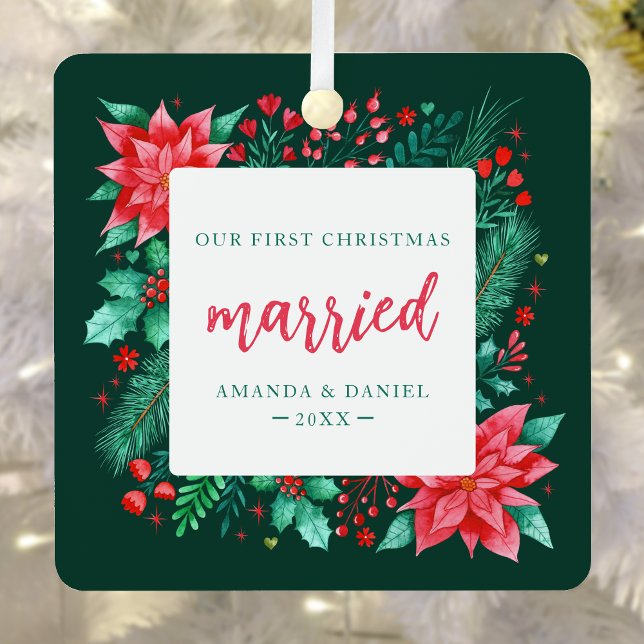 Our First Christmas Married Watercolor Ornament  (Our First Christmas Married Watercolor Ornament)