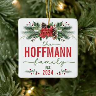 Our First Christmas Married Wedding Family Name Ceramic Ornament