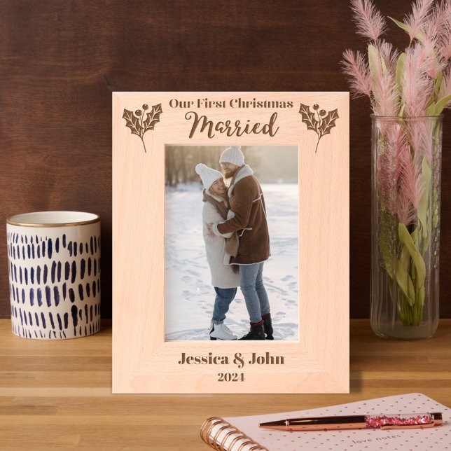 Our First Christmas married with Holly leaves Etched Frames (Creator Uploaded)