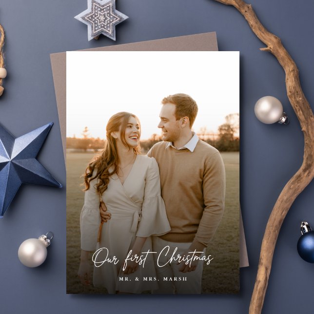  Our First Christmas Minimal Newlywed Photo Holiday Card (Creator Uploaded)