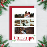 Our First Christmas Modern Newlywed Three Photo Holiday Card<br><div class="desc">The Our First Christmas Modern Newlywed Three Photo Holiday Card offers a chic way to celebrate your first Christmas as newlyweds. Featuring a sleek collage of three photos with elegant red accents, this card perfectly blends modern design with holiday warmth—easily customisable, and I’m here to assist if you need any...</div>