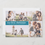 Our First Christmas Modern Photo Collage Christmas Announcement<br><div class="desc">Design is composed of "our first christmas" in  modern and simple typography. Add a custom message and add your names.</div>