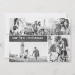 Our First Christmas Modern Photo Collage Christmas Announcement<br><div class="desc">Design is composed of "our first christmas" in  modern and simple typography. Add a custom message and add your names.</div>