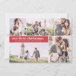 Our First Christmas Modern Photo Collage Christmas Holiday Card<br><div class="desc">Design is composed of "our first christmas" in  modern and simple typography. Add a custom message and add your names.</div>