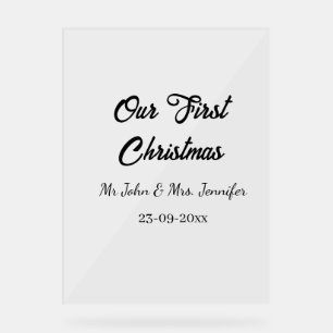 Our first Christmas Mr and Mrs couple name date Acrylic Sign