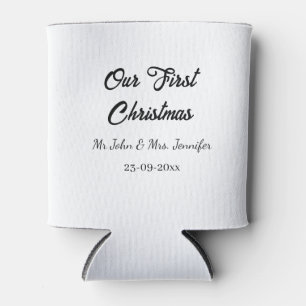 Our first Christmas Mr and Mrs couple name date Can Cooler