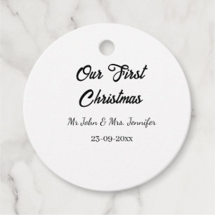 Our first Christmas Mr and Mrs couple name date Favour Tags