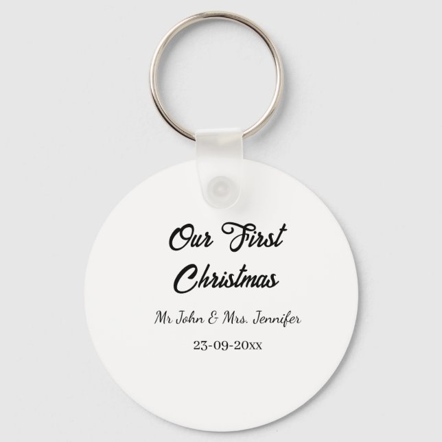 Our first Christmas Mr and Mrs couple name date Key Ring (Front)
