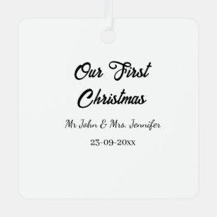 Our first Christmas Mr and Mrs couple name date Metal Tree Decoration