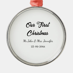 Our first Christmas Mr and Mrs couple name date Metal Tree Decoration