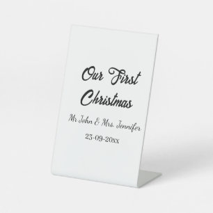 Our first Christmas Mr and Mrs couple name date Pedestal Sign