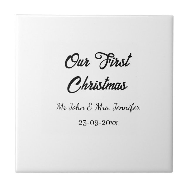 Our first Christmas Mr and Mrs couple name date Tile (Front)