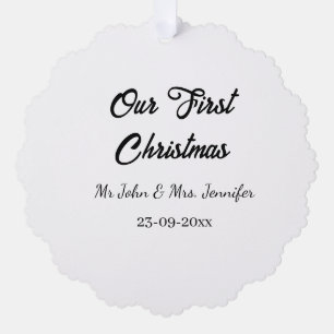Our first Christmas Mr and Mrs couple name date Tree Decoration Card
