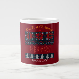 Our first Christmas Mr. and Mrs. /Couple newlywed  Large Coffee Mug