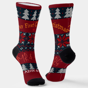 Our first Christmas Mr. and Mrs. /Couple newlywed Socks