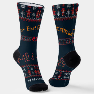 Our first Christmas Mr and Mrs / Couple newlywed  Socks