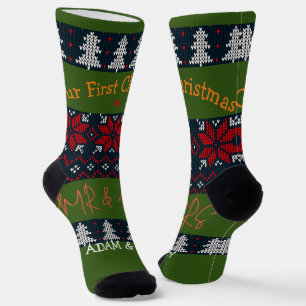 Our first Christmas Mr and Mrs / Couple newlywed  Socks