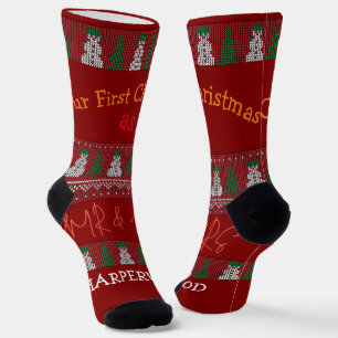 Our first Christmas Mr and Mrs / Couple newlywed  Socks