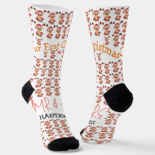 Our first Christmas Mr. and Mrs. /Couple newlywed Socks