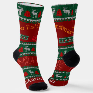 Our first Christmas Mr and Mrs / Couple newlywed  Socks