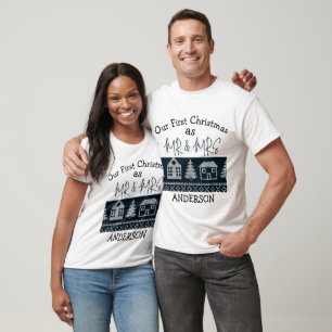 Our first Christmas Mr and Mrs Couple newlywed  T-Shirt