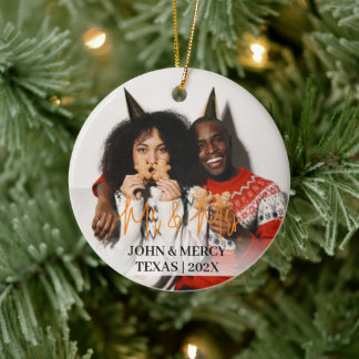 Our first Christmas Mr. and Mrs. newlywed elegant Ceramic Tree Decoration