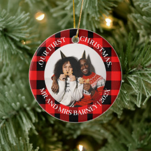 Our first Christmas Mr. and Mrs. newlywed elegant Ceramic Tree Decoration