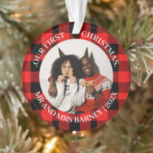 Our first Christmas Mr. and Mrs. newlywed elegant Ornament