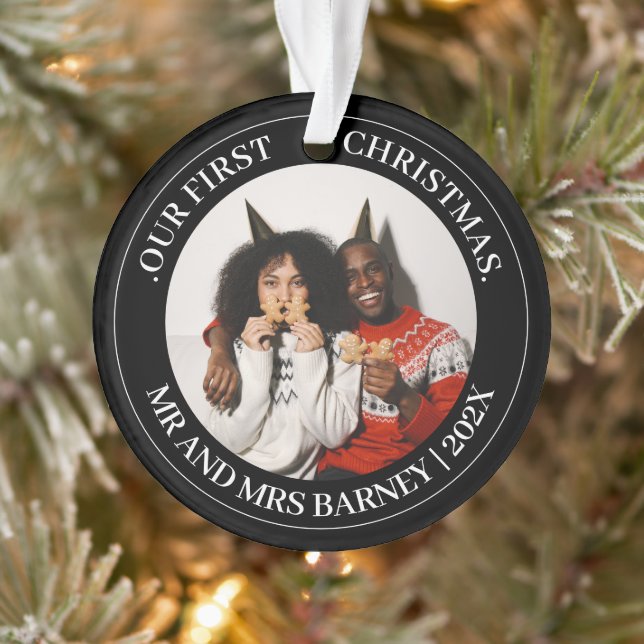 Our first Christmas Mr. and Mrs. newlywed elegant Ornament (Tree)