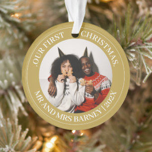 Our first Christmas Mr. and Mrs. newlywed elegant Ornament
