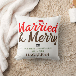 Our First Christmas Mr. and Mrs. Newlywed Merry Cushion