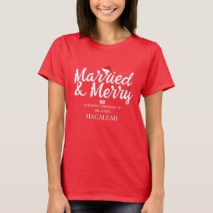 Our First Christmas Mr. and Mrs. Newlywed Merry T-Shirt